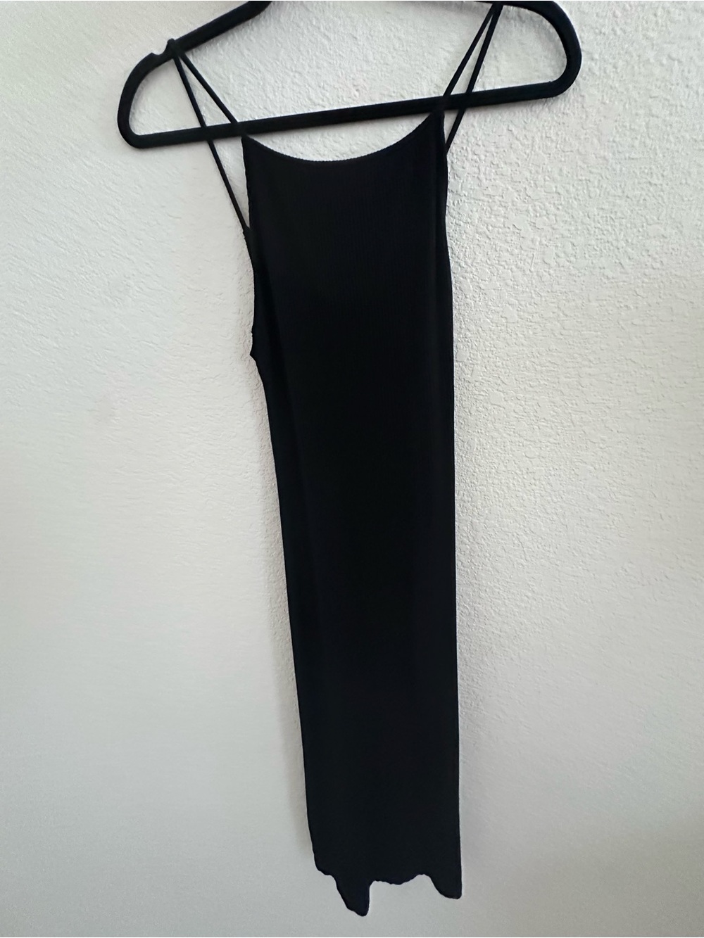 Reformation Black Ribbed Fitted Midi Dress XS